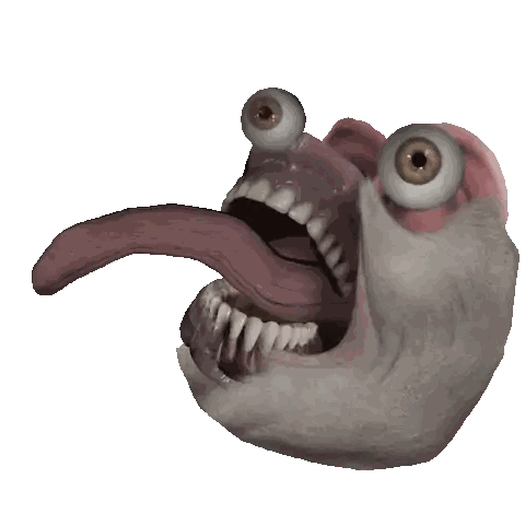 A Cartoon Face With A Long Tongue Sticking Out Sticker