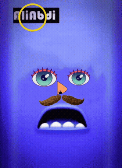 A Cartoon Face With A Mustache And A Yellow Circle That Says Minddi GIF