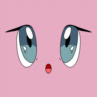 A Cartoon Face With Blue Eyes And A Red Mouth GIF