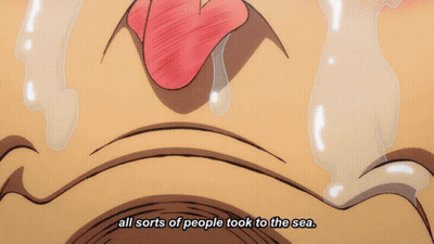 A Cartoon Face With Tears Coming Out Of It And The Words All Sorts Of People Took To The Sea Below It GIF