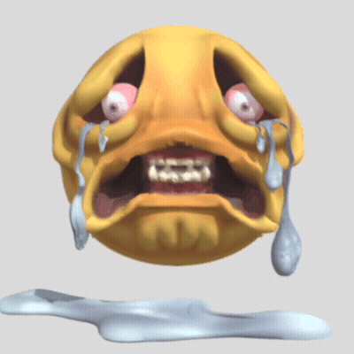 A Cartoon Face With Tears Coming Out Of Its Eyes GIF