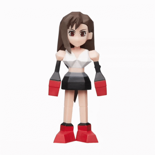 A Cartoon Figure Of A Girl With Long Brown Hair And Red Boots GIF