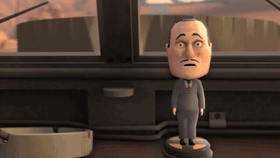 A Cartoon Figure Of A Man In A Suit And Tie Is Standing In Front Of A Window GIF