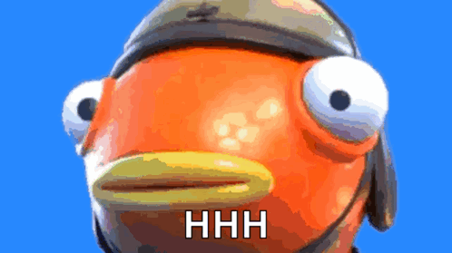 A Cartoon Fish With A Helmet On Has The Word Hhh On It GIF