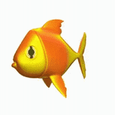 A Cartoon Fish With A Yellow Tail Is Swimming In The Water On A White Background . GIF