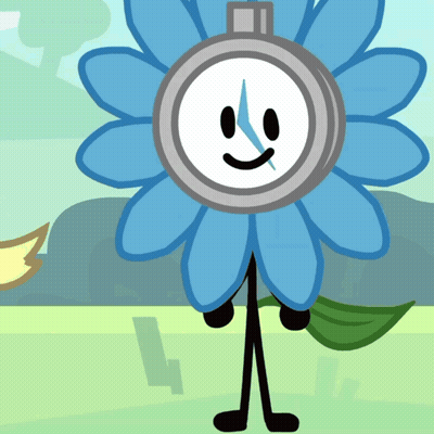 A Cartoon Flower With A Clock Face On Its Face GIF