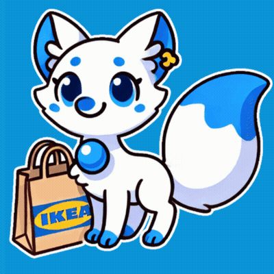 A Cartoon Fox Holding A Bag That Says Ikea GIF
