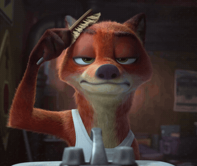 A Cartoon Fox Is Holding A Brush In His Hand GIF