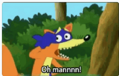 A Cartoon Fox Is Standing Next To A Tree And Says Oh Mannnn . GIF