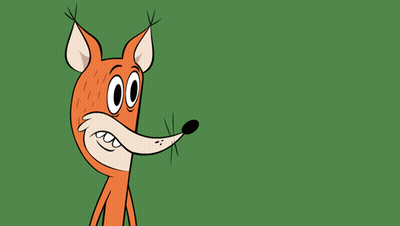 A Cartoon Fox Says Hey Psst In Orange Letters On A Green Background GIF