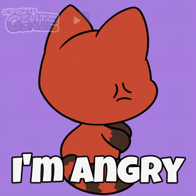 A Cartoon Fox Says I 'M Angry In White Letters GIF