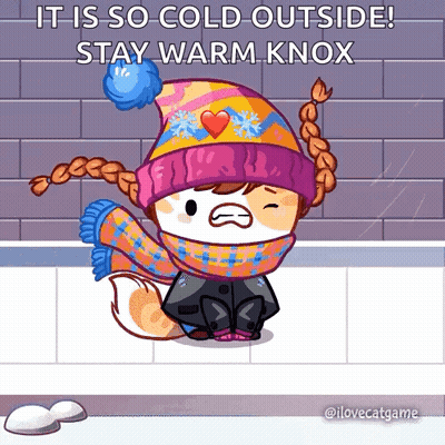 A Cartoon Fox Wearing A Hat And Scarf Says It Is So Cold Outside GIF
