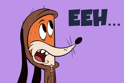 A Cartoon Fox Wearing A Hoodie With The Word Eeh Above It GIF