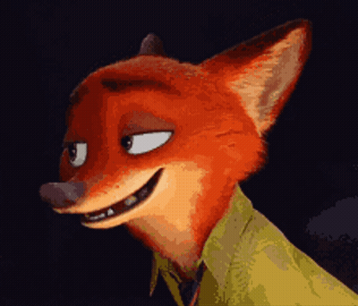 A Cartoon Fox Wearing A Yellow Shirt And Tie Smiles GIF
