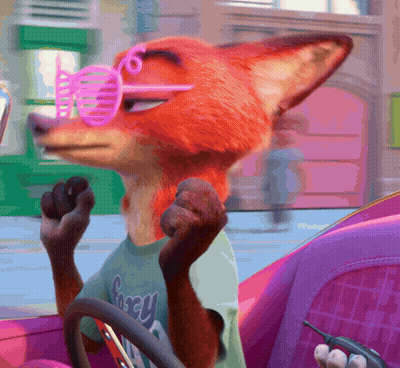 A Cartoon Fox Wearing Sunglasses And A Shirt That Says Fancy GIF