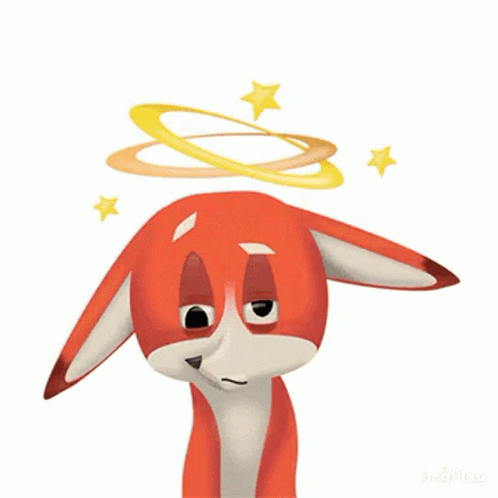 A Cartoon Fox With A Halo Around Its Head GIF