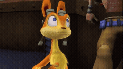 A Cartoon Fox With Headphones On Is Standing Next To A Person . GIF