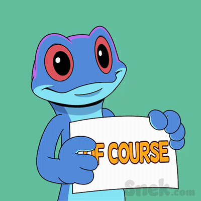 A Cartoon Frog Holds Up A Sign That Says Of Course GIF