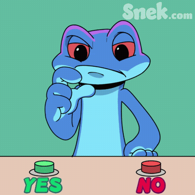 A Cartoon Frog Is Giving A Thumbs Up With A Yes Button And A No Button GIF