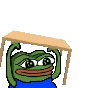 A Cartoon Frog Is Holding A Wooden Table Over Its Head . Sticker