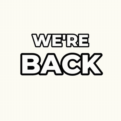 A Cartoon Frog Is Sitting In An Office Chair With The Words " We 'Re Back " Behind Him GIF