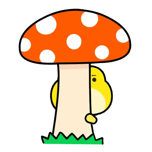 A Cartoon Frog Peeking Out From Behind A Mushroom With White Polka Dots Sticker