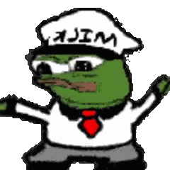 A Cartoon Frog Wearing A White Hat With The Word Jim On It . Sticker
