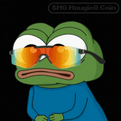 A Cartoon Frog Wearing Sunglasses With The Words $ Mg Maugieg Coin Behind It GIF