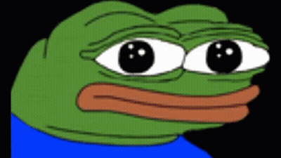 A Cartoon Frog With Big Eyes And A Blue Shirt Is Looking At The Camera . GIF