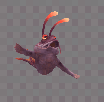 A Cartoon Frog With Orange Eyes Is Swimming In The Air GIF