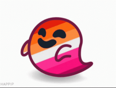 A Cartoon Ghost With A Sad Face And The Word Happip On The Bottom GIF