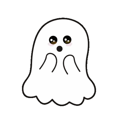 A Cartoon Ghost With Big Eyes And A Surprised Look On His Face . GIF