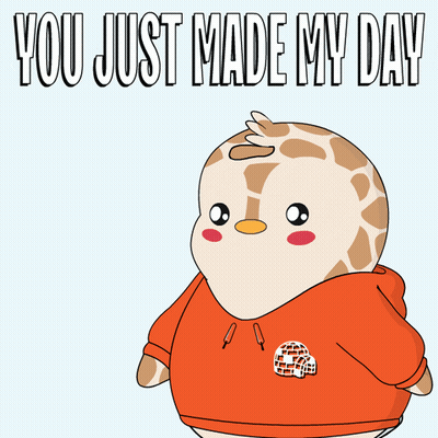A Cartoon Giraffe Wearing An Orange Hoodie With The Words You Just Made My Day GIF
