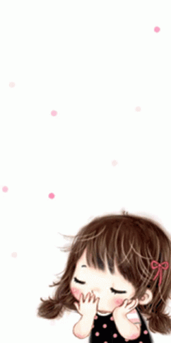 A Cartoon Girl Blowing A Kiss With A Heart Behind Her GIF