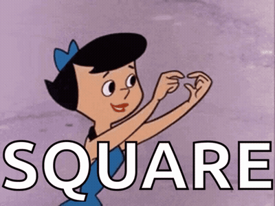 A Cartoon Girl In A Blue Dress Is Holding A Square In Her Hands GIF