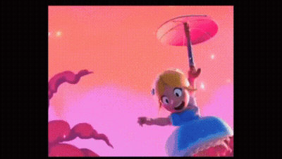 A Cartoon Girl In A Blue Dress Is Holding An Umbrella In Her Hand . GIF