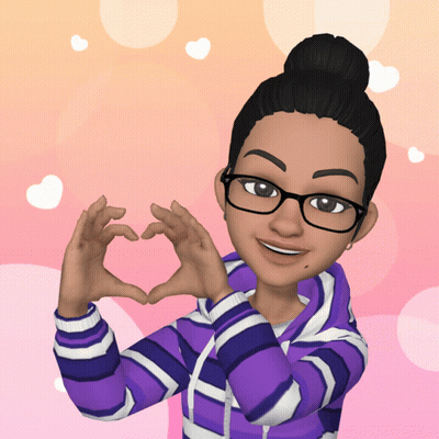 A Cartoon Girl In A Purple And White Striped Shirt Making A Heart Shape With Her Hands GIF