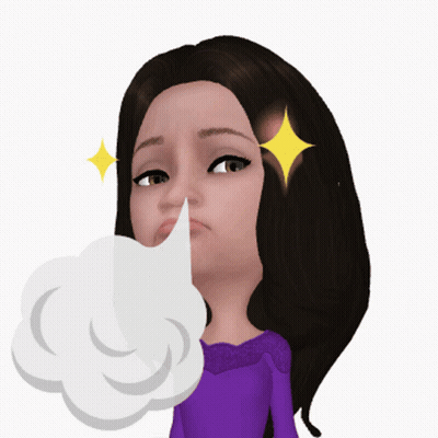 A Cartoon Girl In A Purple Top Blowing A Cloud GIF