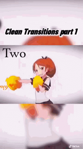 A Cartoon Girl Is Cheering With The Words Clean Transitions Part 1 Two GIF