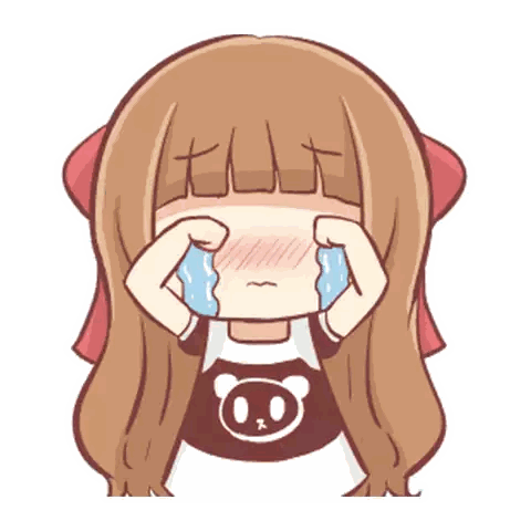 A Cartoon Girl Is Crying While Wearing A Bear Shirt Sticker