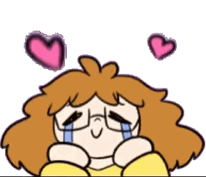 A Cartoon Girl Is Crying With Two Pink Hearts Above Her Head Sticker