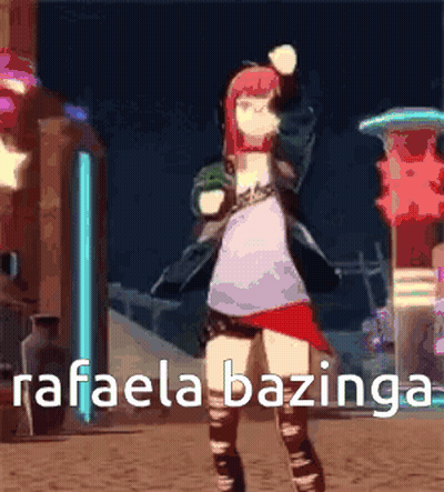 A Cartoon Girl Is Dancing With The Words Rafaela Bazinga Written On The Bottom GIF