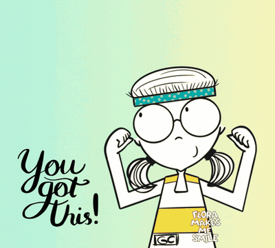 A Cartoon Girl Is Flexing Her Muscles In Front Of A Gym Time Clock GIF