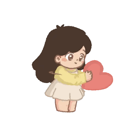 A Cartoon Girl Is Holding A Large Red Heart In Her Hands Sticker