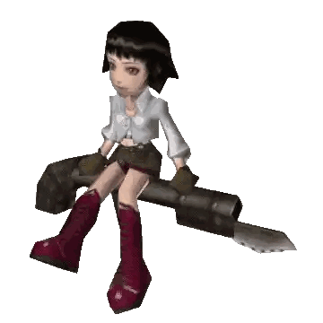 A Cartoon Girl Is Holding A Large Sword Sticker