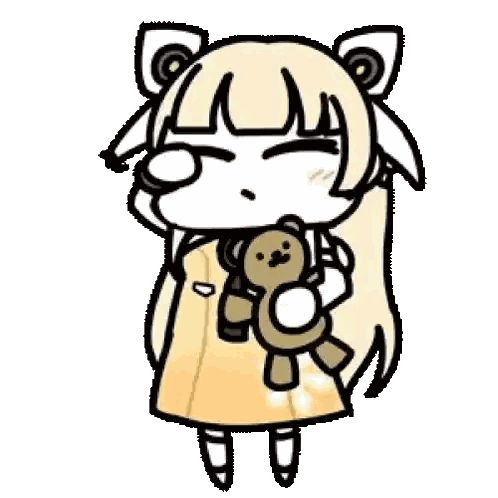 A Cartoon Girl Is Holding A Teddy Bear In Her Hand . Sticker