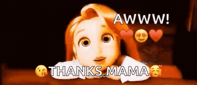 A Cartoon Girl Is Laying On A Bed And Saying `` Awww ! Thanks Mama '' . GIF
