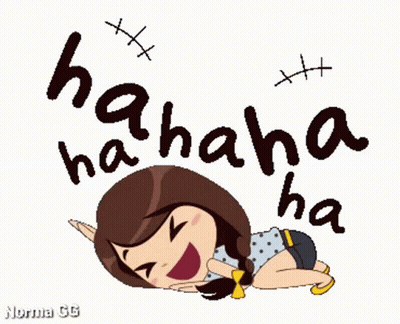 A Cartoon Girl Is Laying On The Floor Laughing With The Words Ha Ha Ha Ha Ha Written Above Her GIF