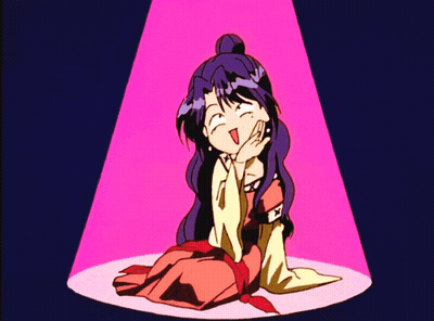 A Cartoon Girl Is Sitting In A Pink Light GIF