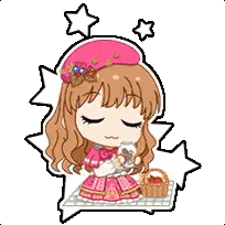 A Cartoon Girl Is Sitting On A Picnic Blanket Holding A Cup Of Tea And A Basket Of Food . Sticker
